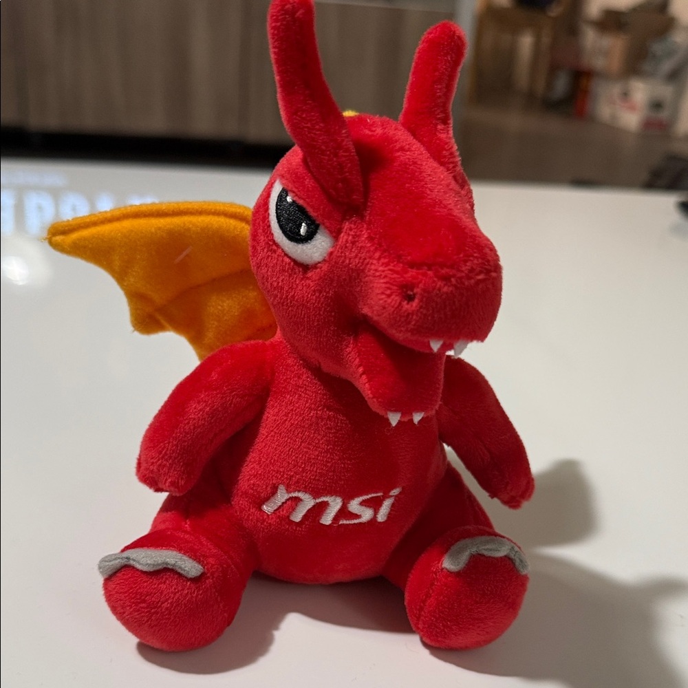 MSI Red Dragon Plush with Yellow Wings and Grey Accents
